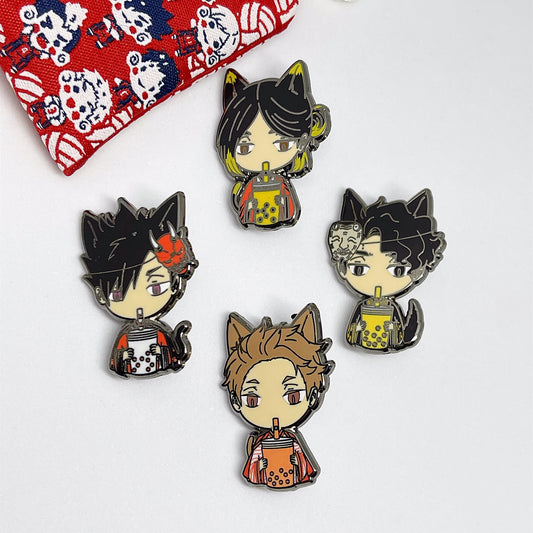 Boba Volleyball Enamel Pins