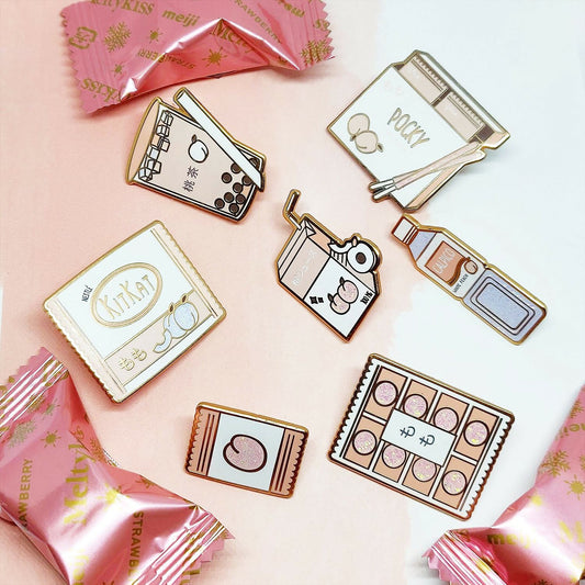 Peach Snacks Enamel Pins
