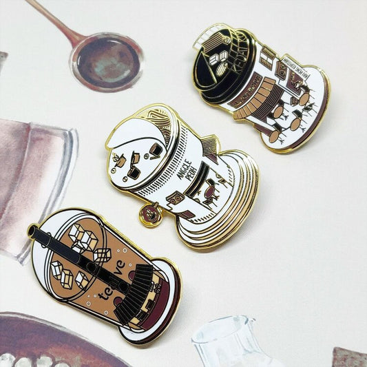 Food Building Enamel Pins