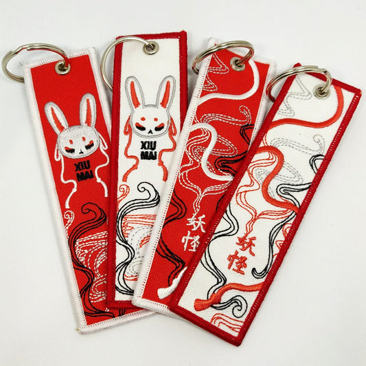 Bunny Mask Embroidery Tag Keychain